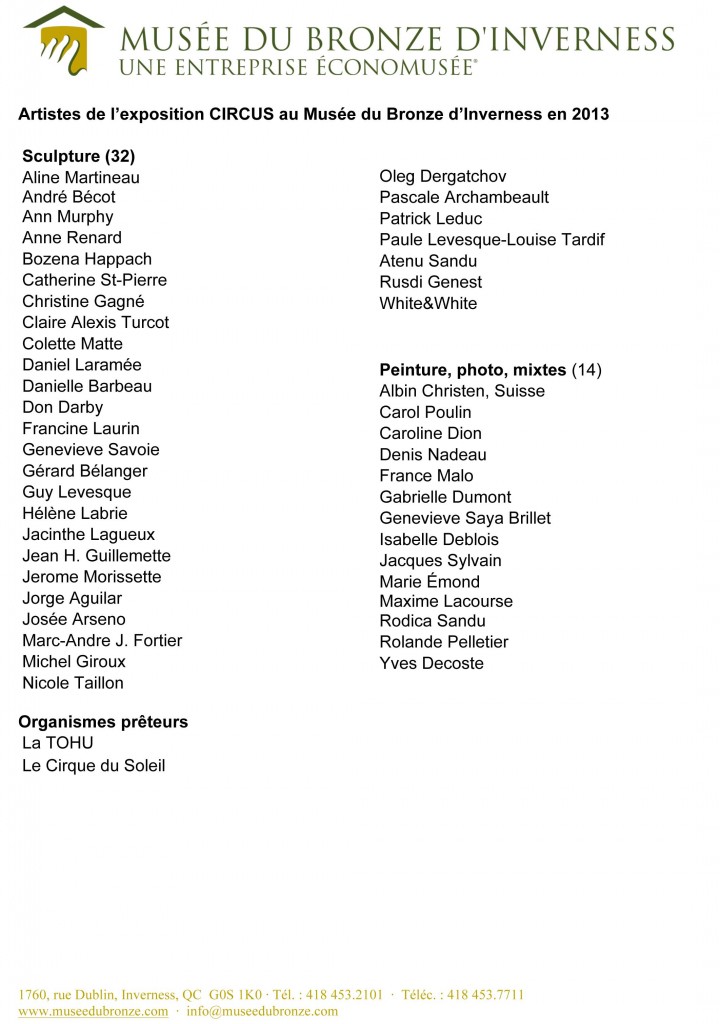 Liste artistes _organismes
