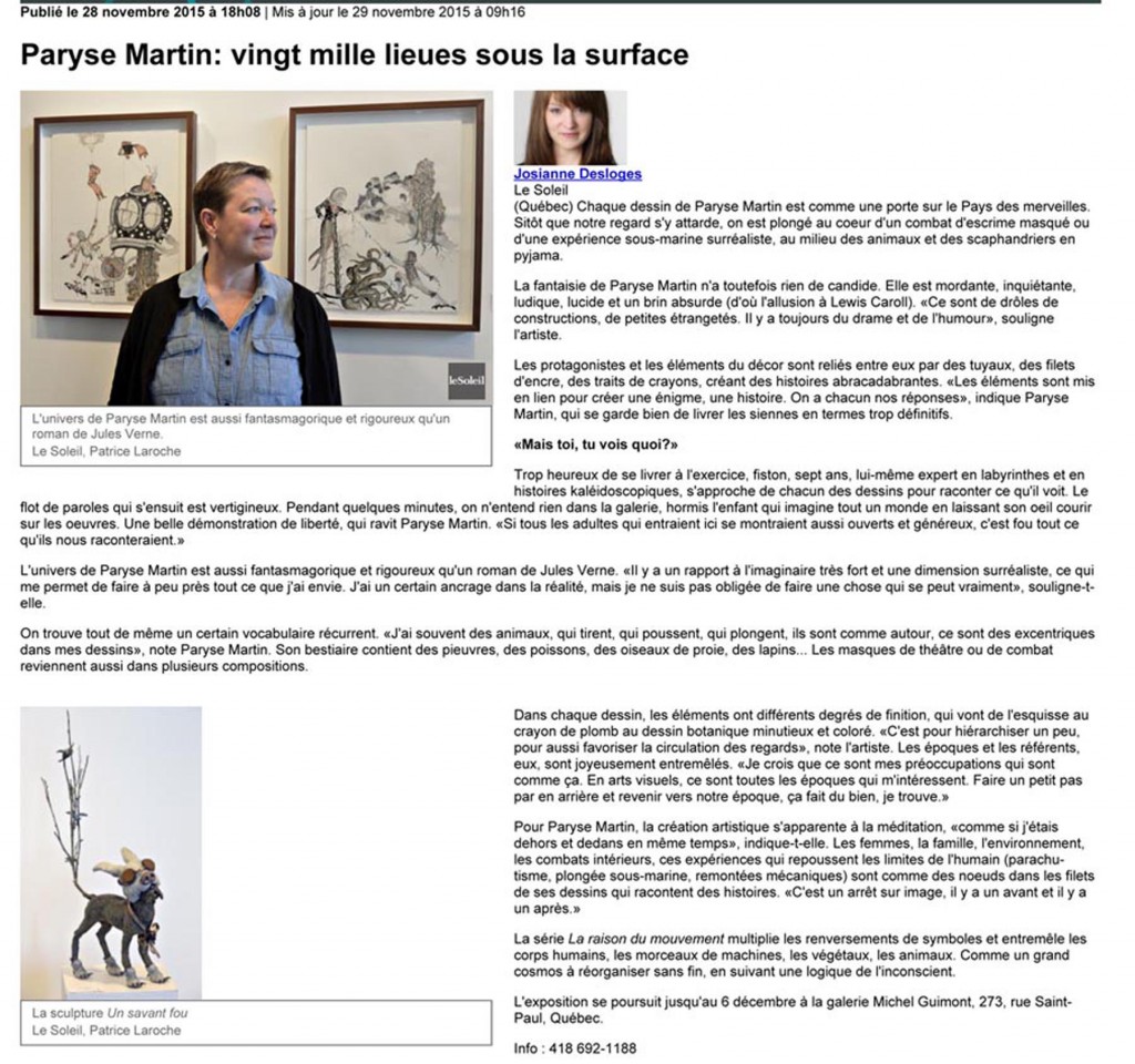 Paryse Martin:Êvingt mille lieues sous la surface | Josianne Des