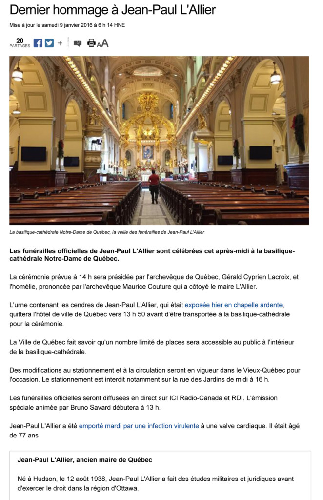 Dernier hommage  Jean-Paul L'Allier | ICI.Radio-Canada.ca